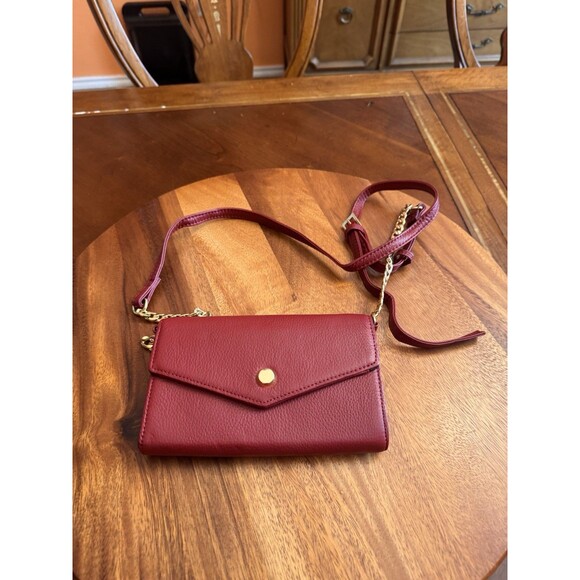 Stella & Max Red Leather Crossbody, Clutch, Wallet Purse Removable Strap - Picture 1 of 12